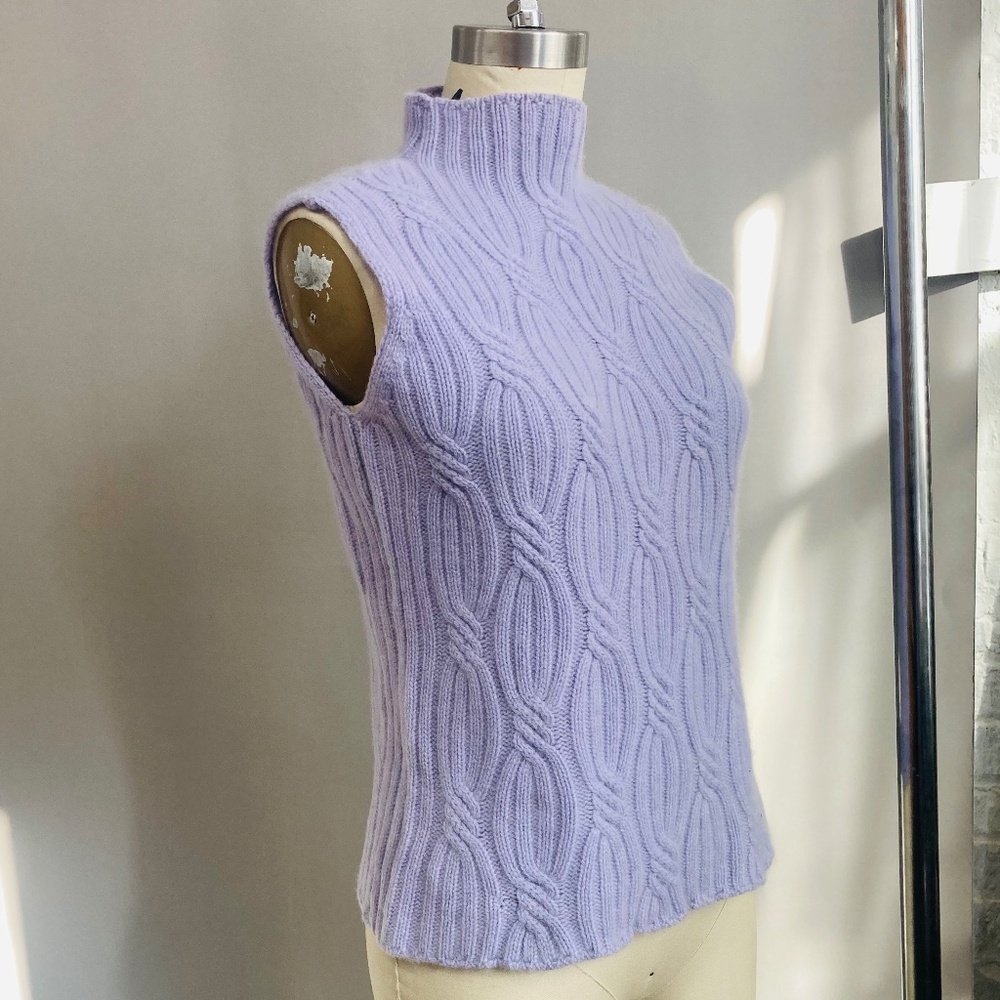 Lavender Cashmere Cable Knit Sweater Vest
